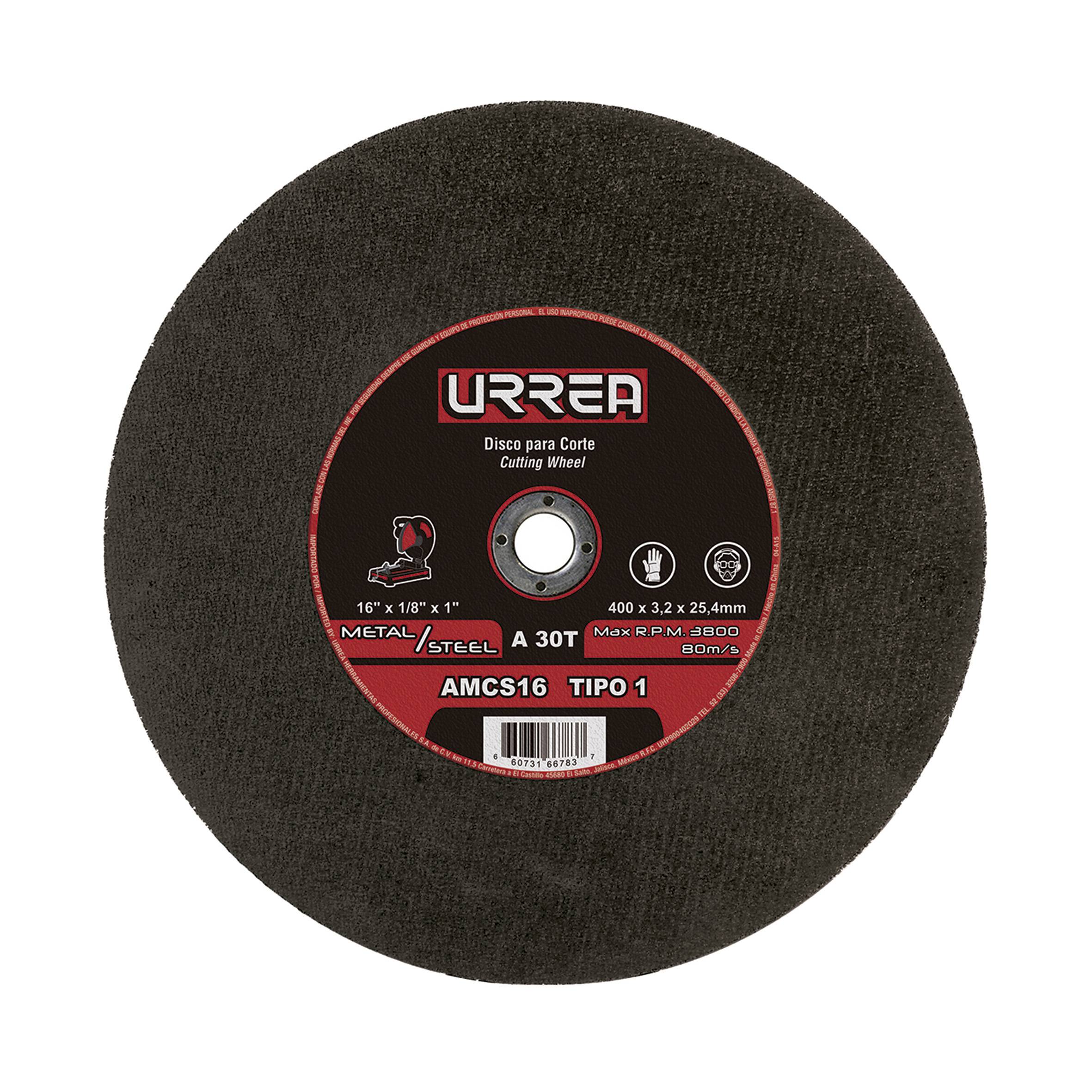 Disco abrasivo tipo 1 para metal, 16" x 1/8"