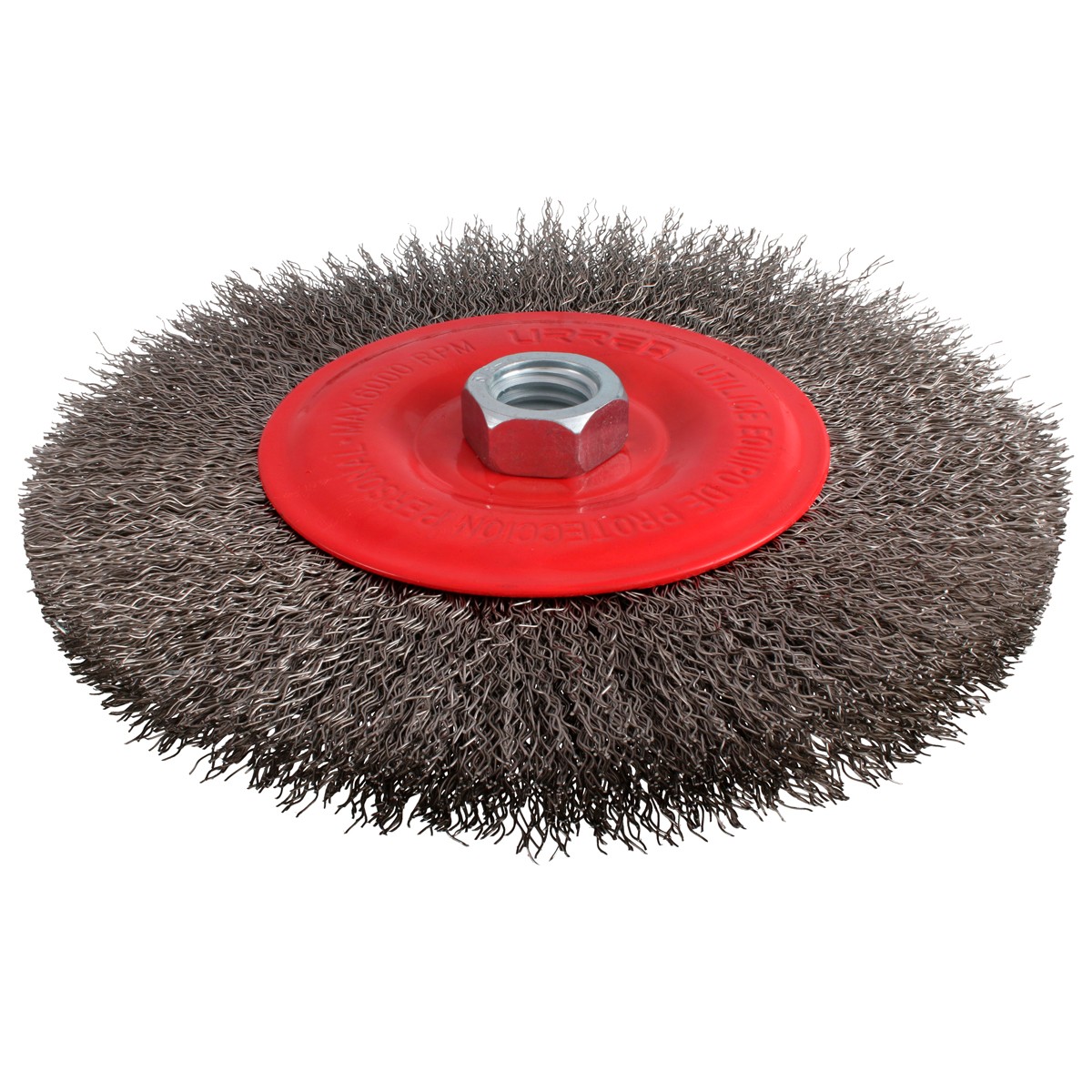 Carda circular ondulada alambre delgado 6" x 0.30 mm con rosca 5/8"