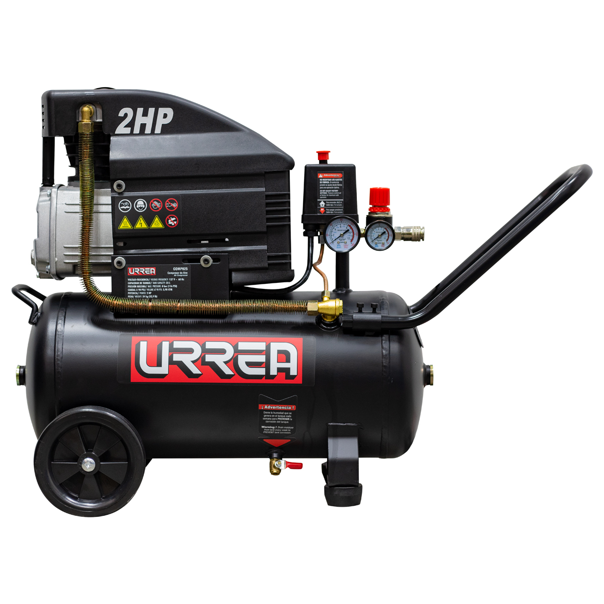 Compresor de aire eléctrico lubricado 25 Lt, 2 HP, 127 V