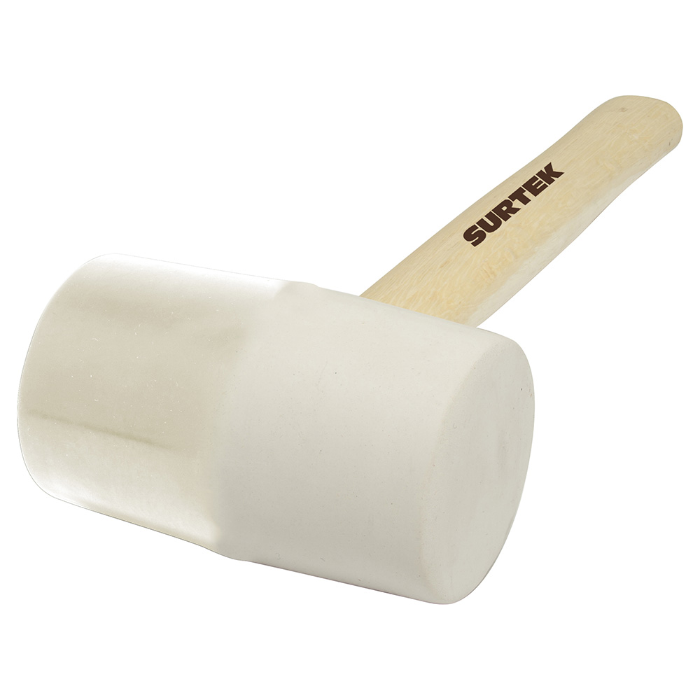 Mazo con cabeza de hule blanco con mango de madera 16", 22 oz