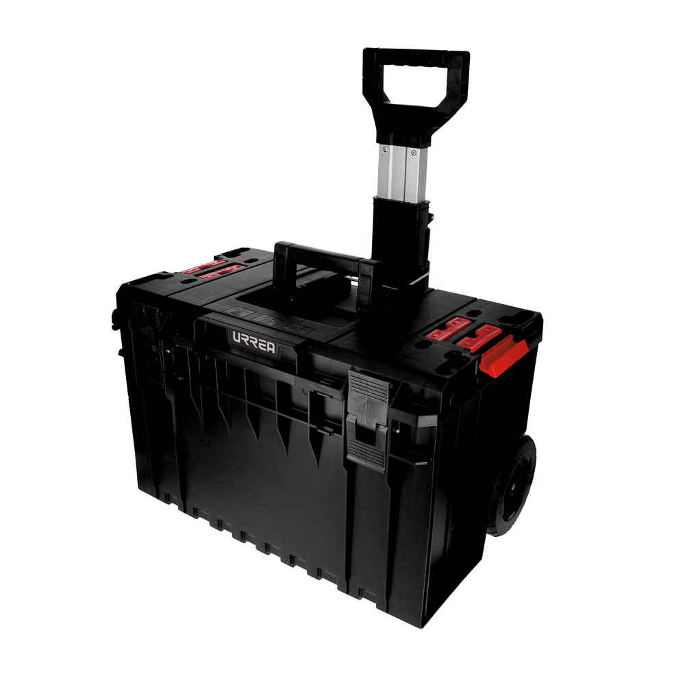 Caja portaherramientas plástica modular con compartimentos color negro 23" x 18" x 27"