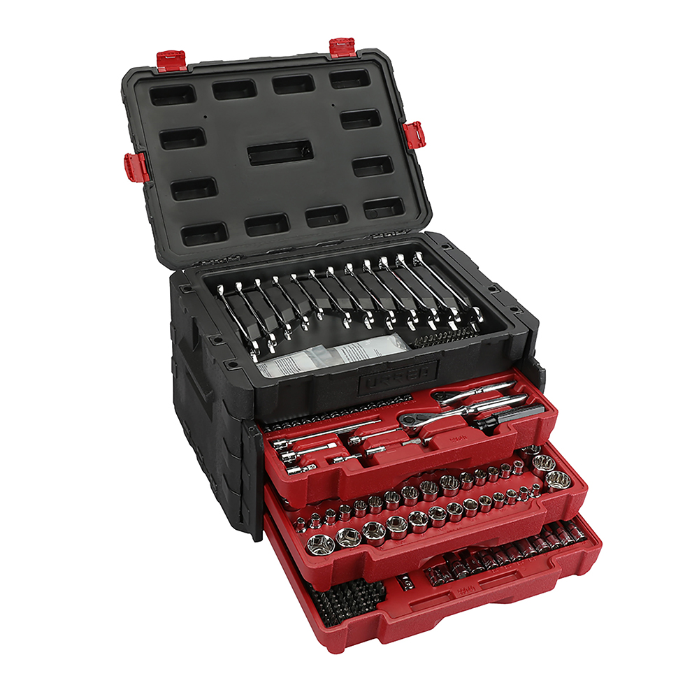Juego combinado de herramienta para mecánico 450 piezas, con caja plástica de 3 gavetas