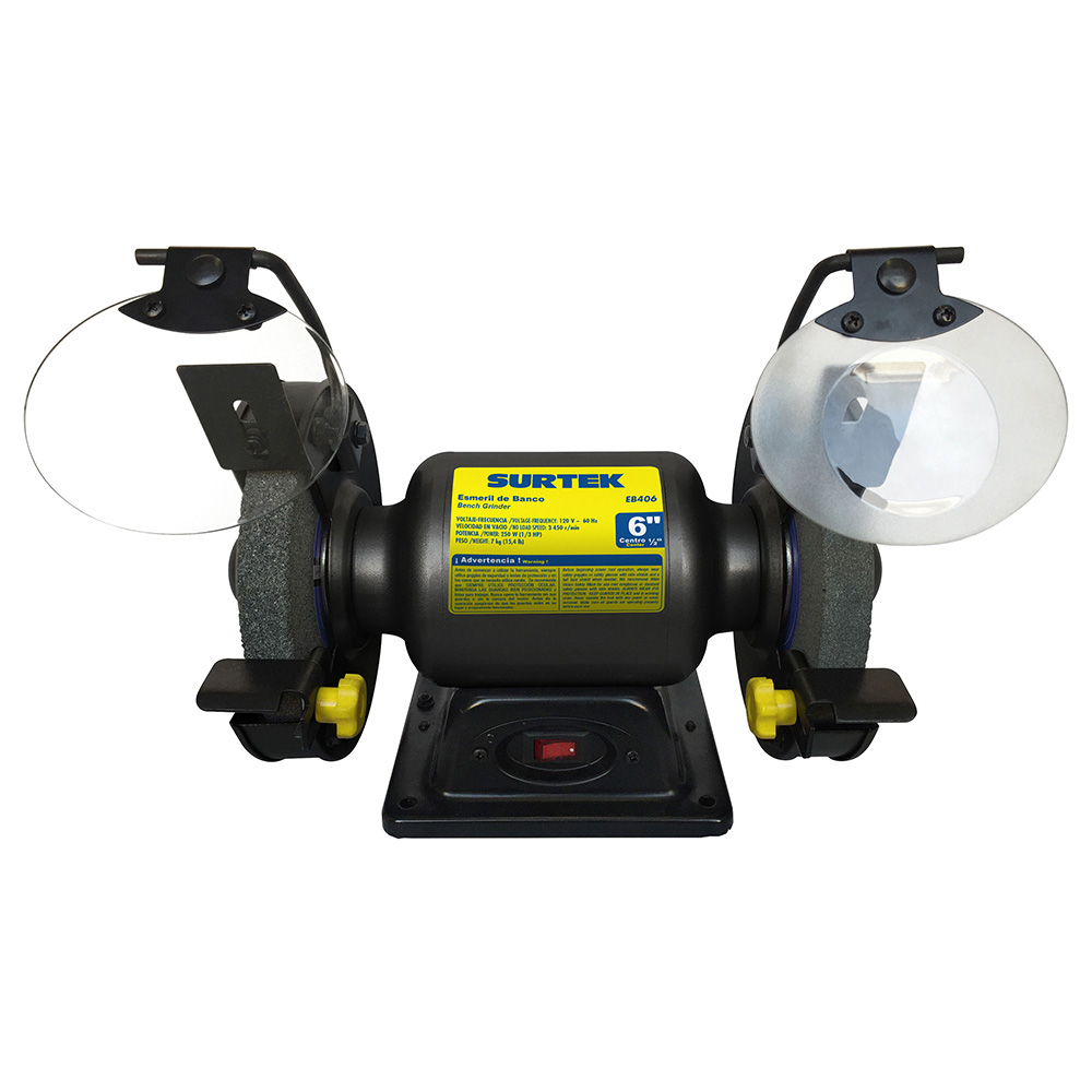 Esmeril de banco motor silencioso de inducción 6" 1/3 HP 250 W 120 V, 3450 RPM