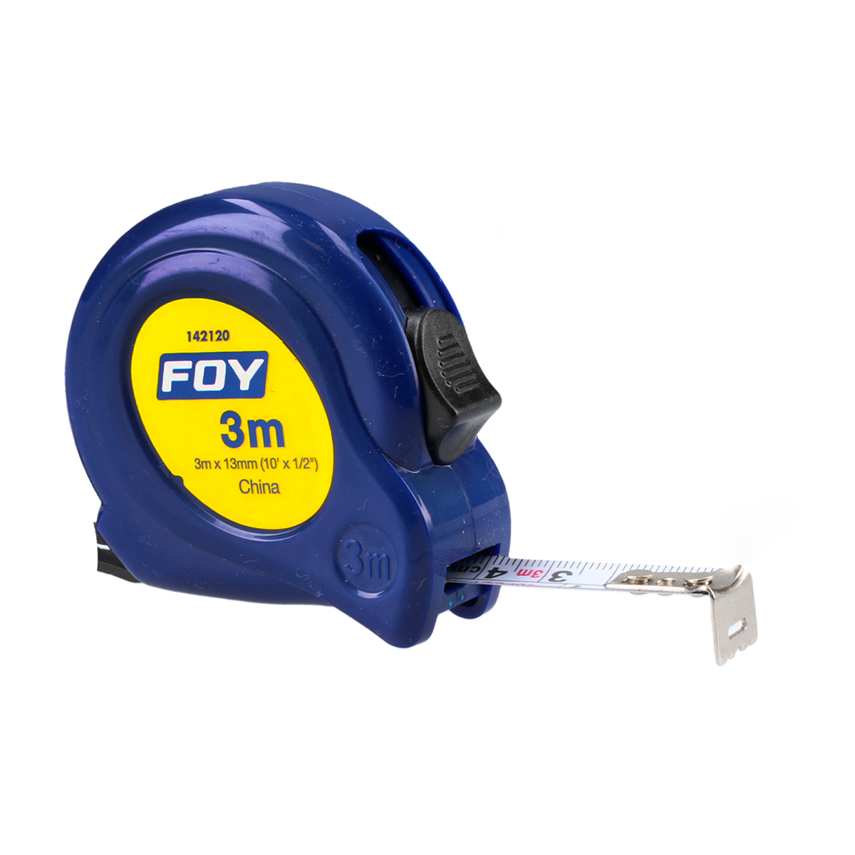 Flexómetro con carcasa de plástico azul, 3 m x 13 mm