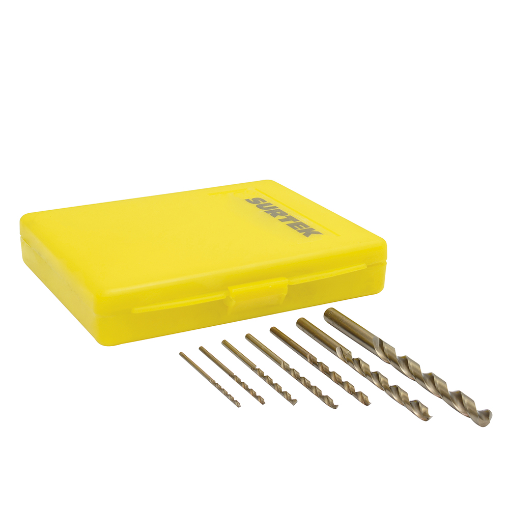Juego de brocas con cobalto de acero de alta velocidad zanco recto, 7 piezas