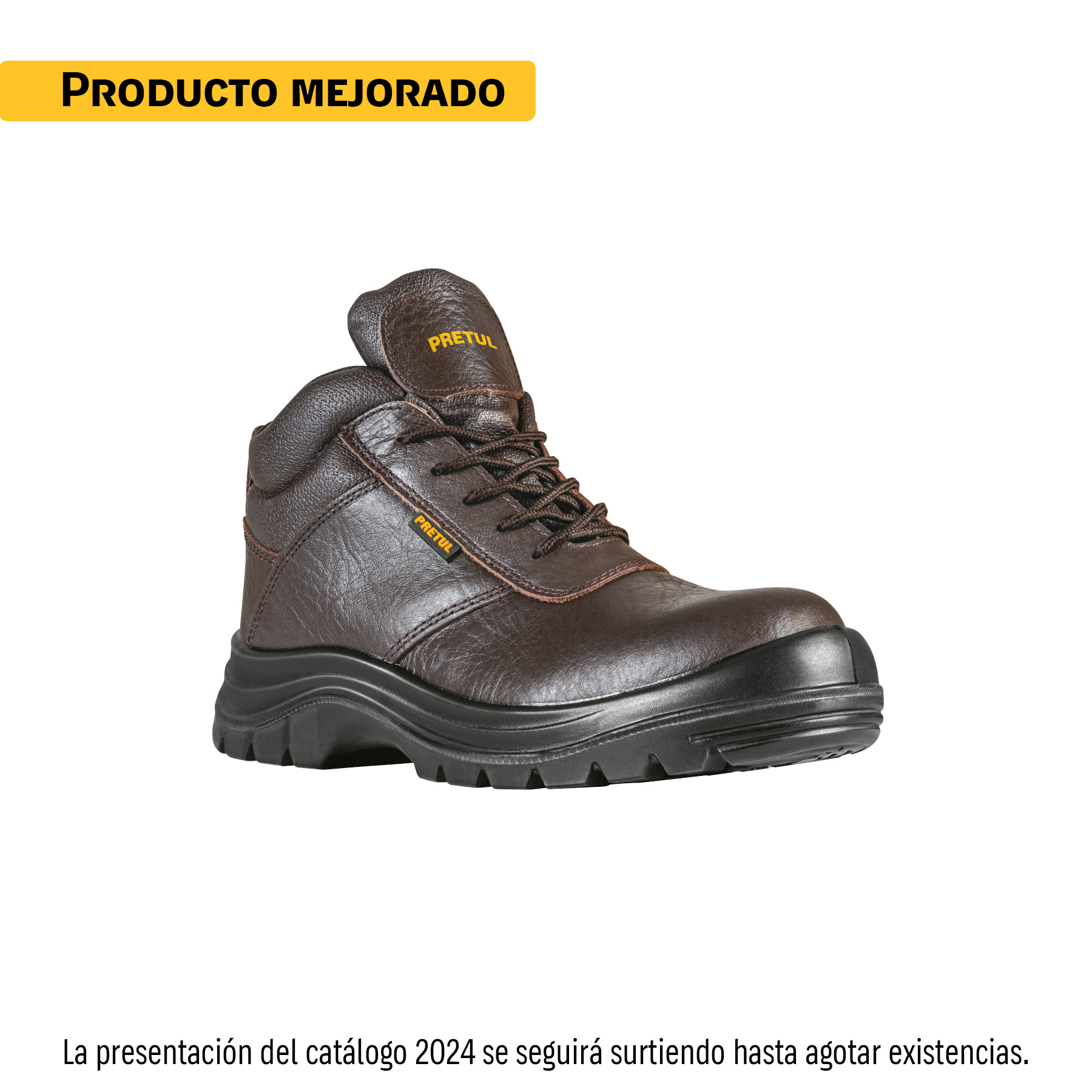 Bota de seguridad café, #24, casquillo de composite, PRETUL