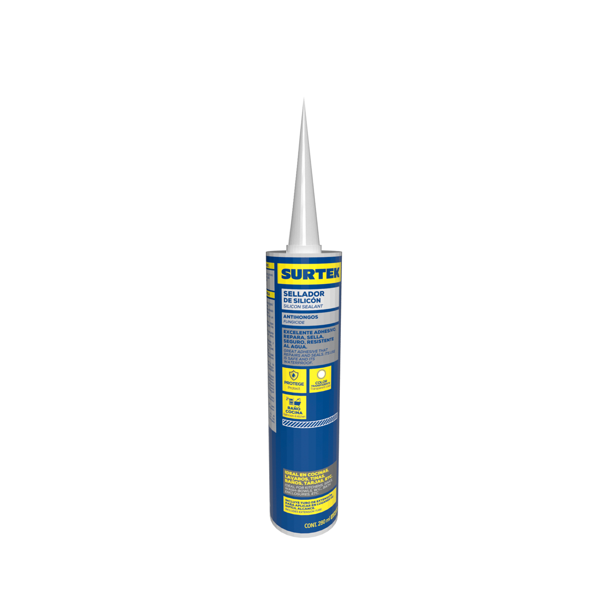 Silicón para baño y cocina color transparente, 280 ml