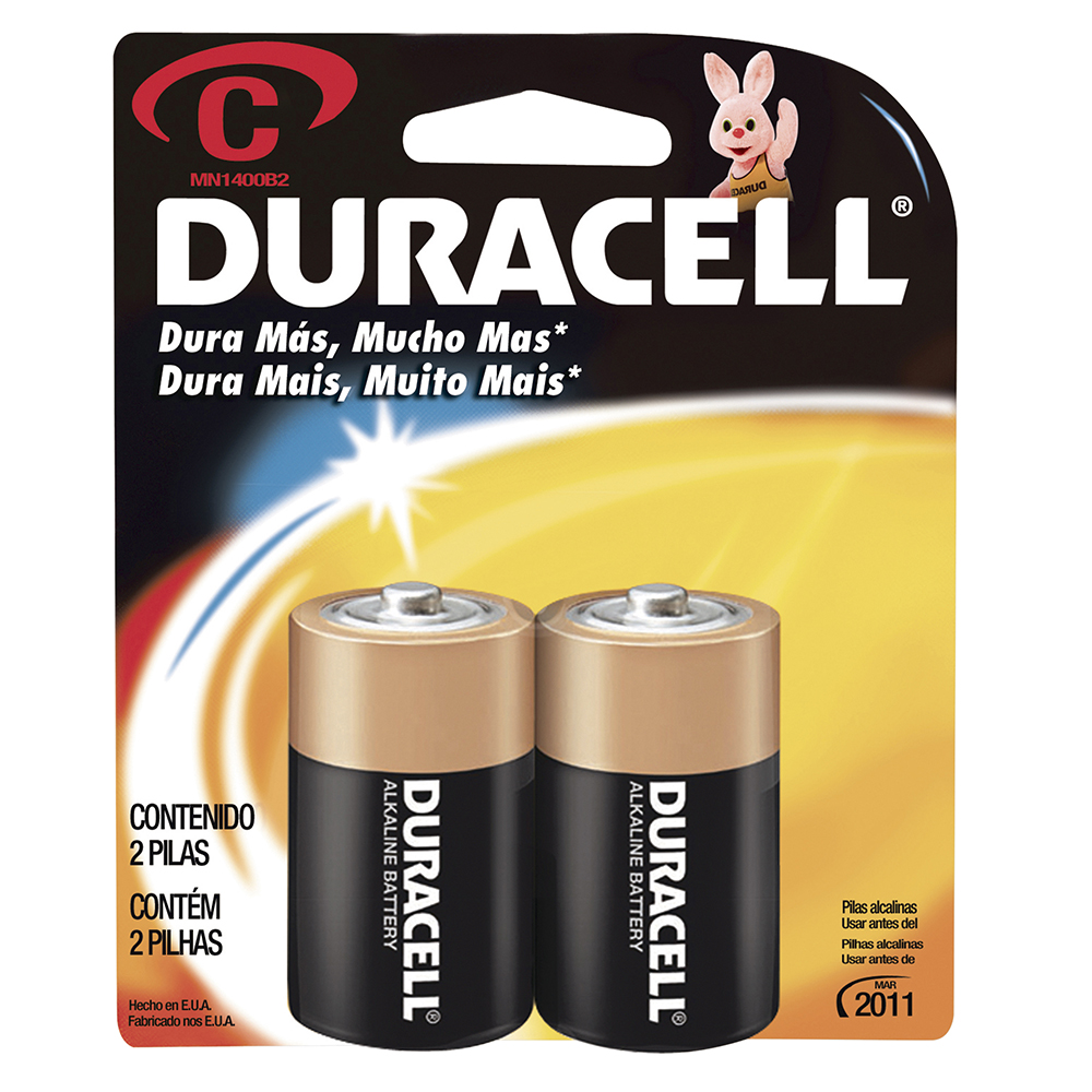 Pila alcalina Duracell "C", 2 piezas