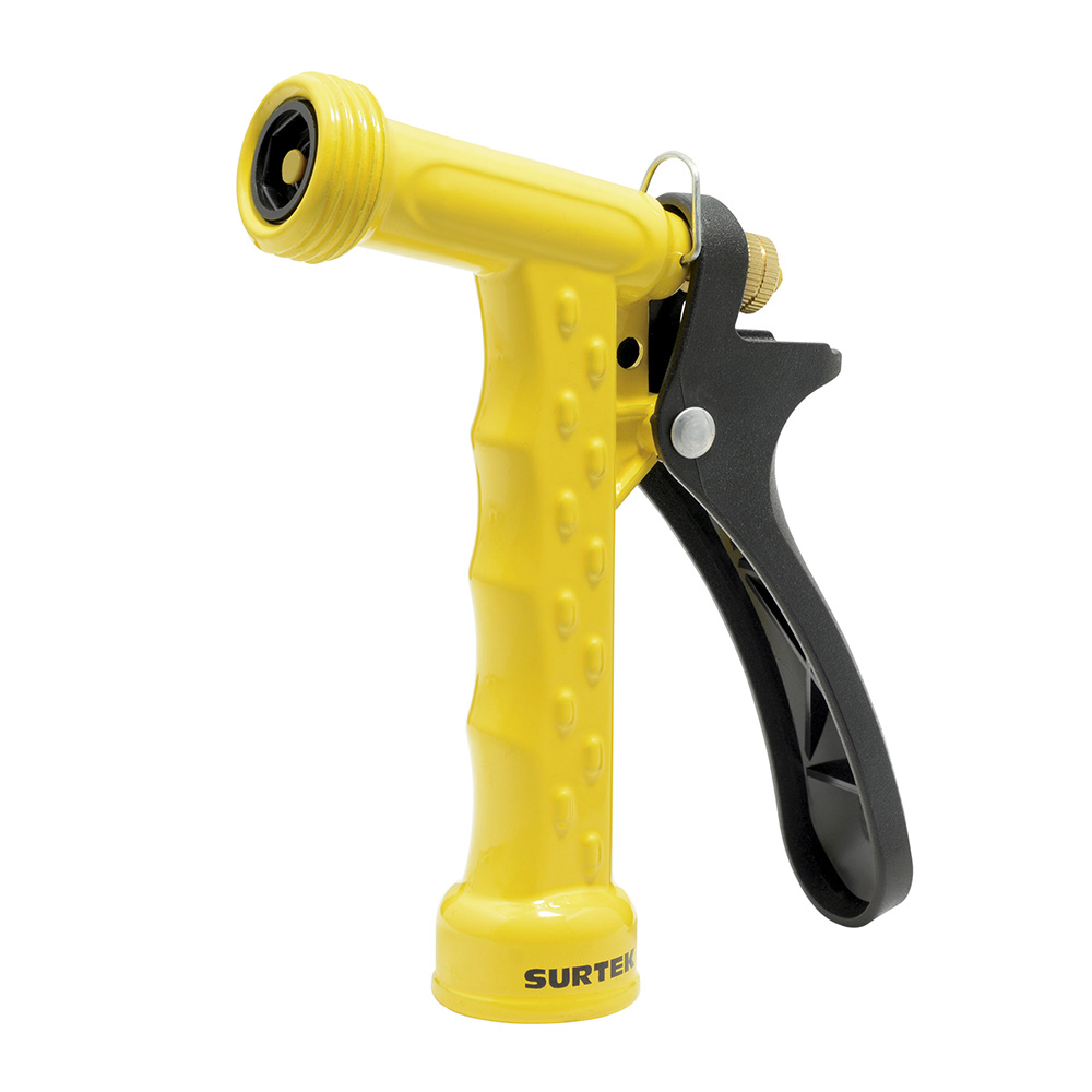 Pistola para riego metálica con seguro para riego continuo, 3/4" GHT