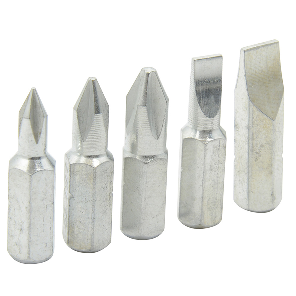 Juego combinado de puntas Phillips y planas de 1" hexágono de 1/4", 5 piezas en blíster
