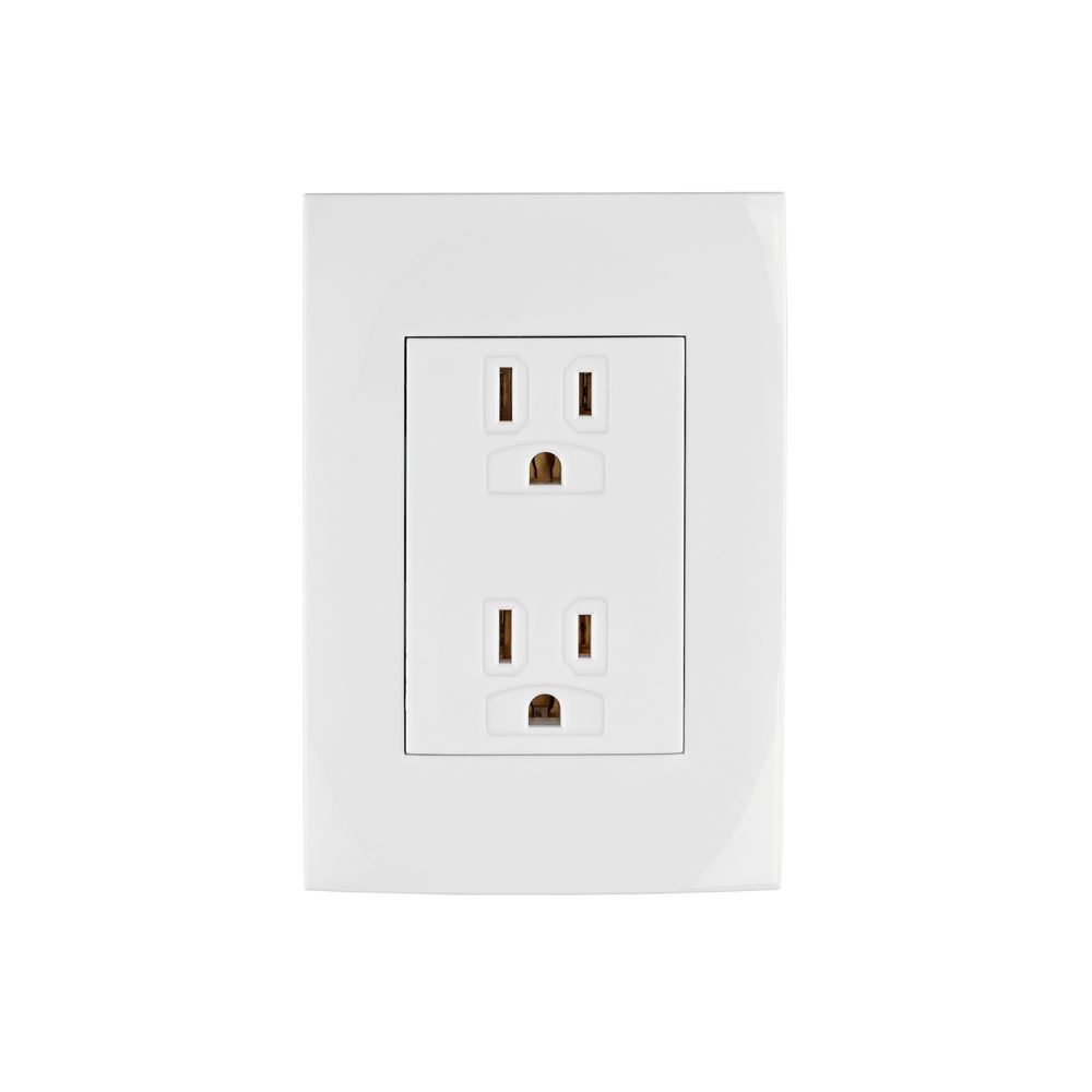 Contacto dúplex, 2 polos + tierra, línea Oslo, blanco