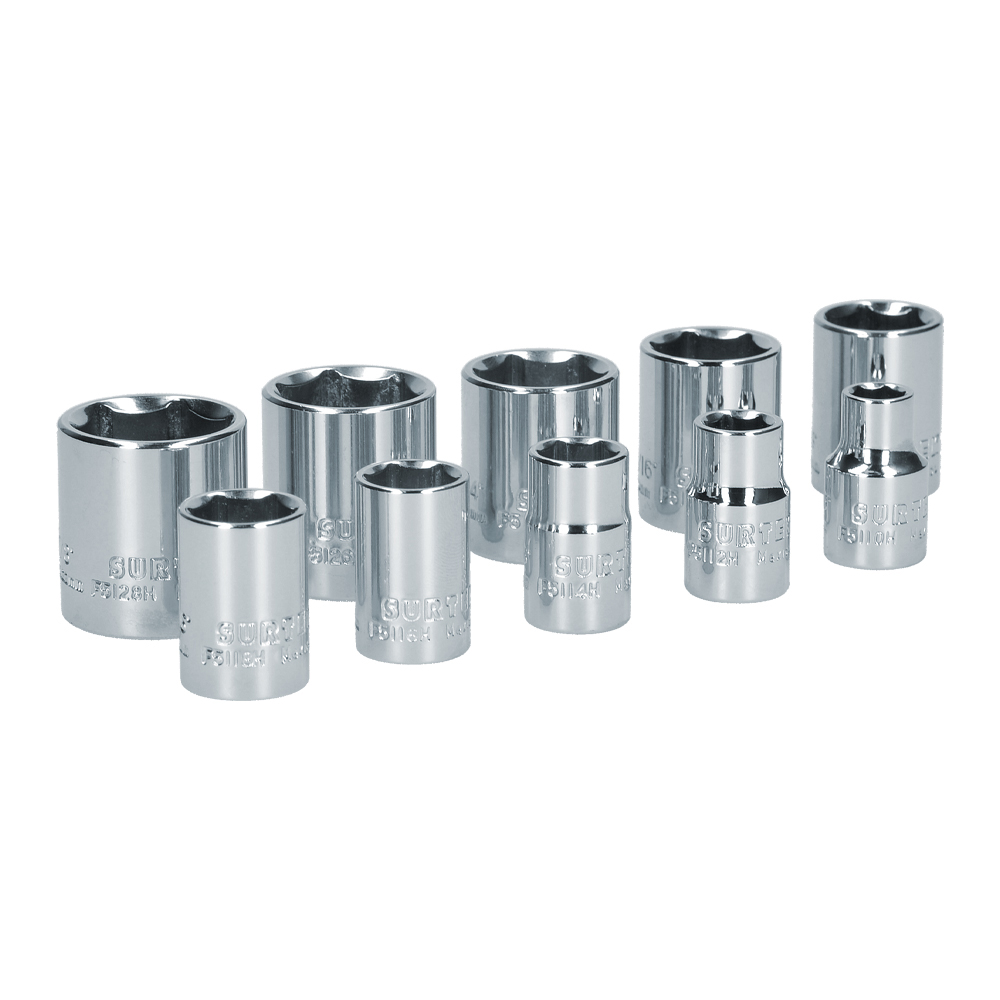 Juego de dados cuadro de 3/8", 6 puntas, en pulgadas, 10 piezas