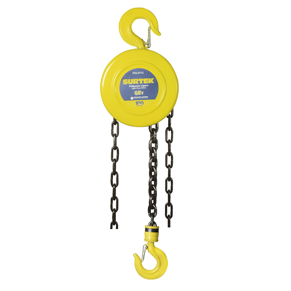Polipasto manual de cadena 2.5 m, 1 ramal, 0.5 ton