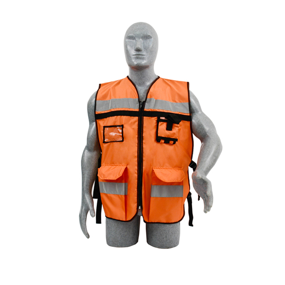 Chaleco de seguridad tipo supervisor abierto con reflejante naranja unitalla