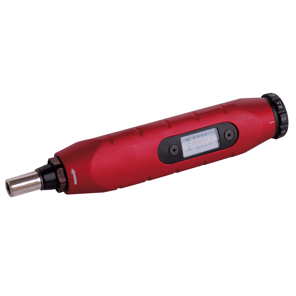 Destornillador de torque microajustable con mango plástico cuadro de 1/4", 5-40 in-lb