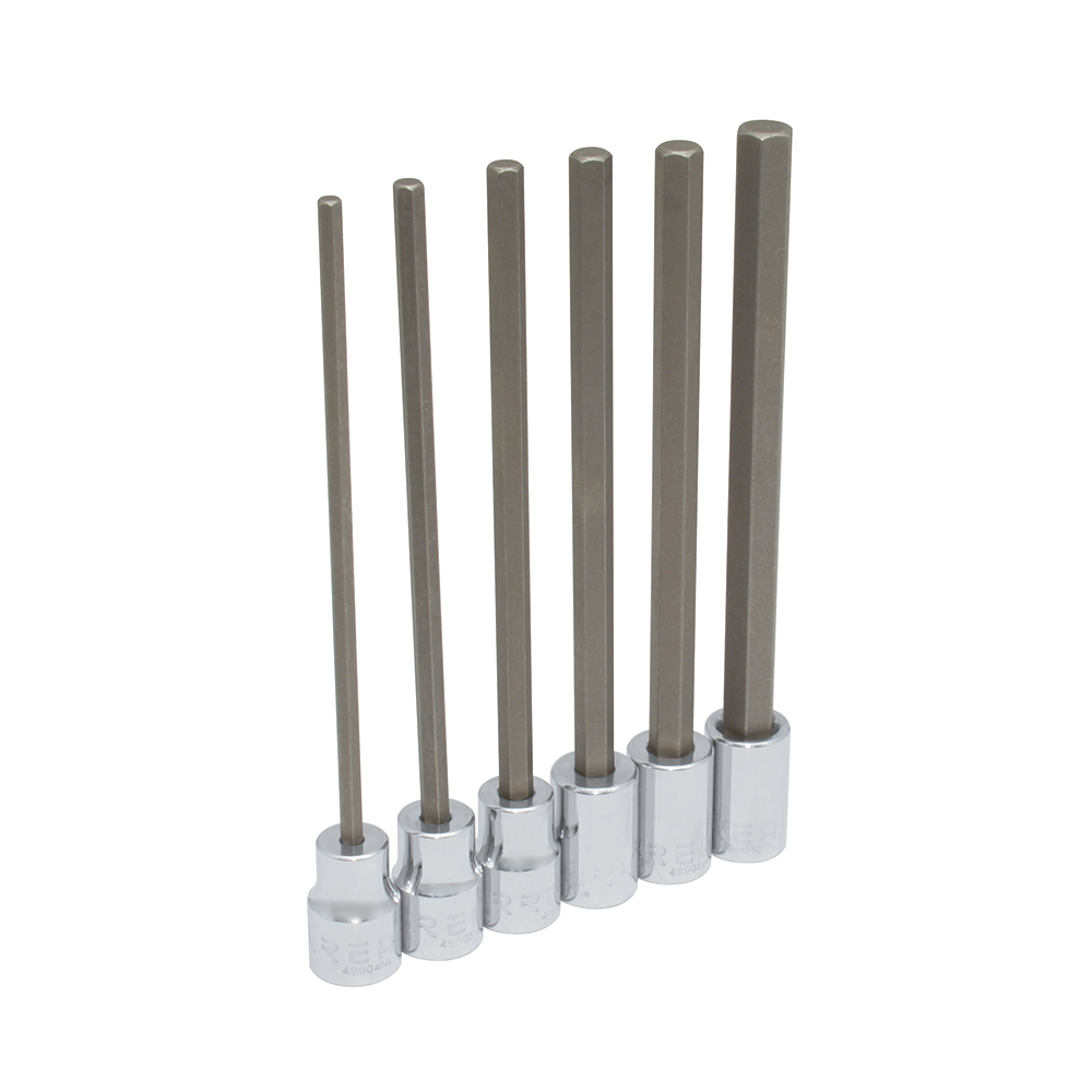 Juego de dados punta hexagonal extra larga cuadro de 3/8", métricos, 6 piezas