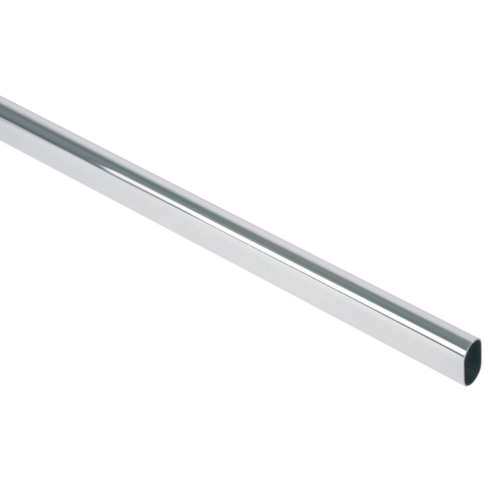 Tubo ovalado para clóset, 3.0 m, acero cromado, HERMEX