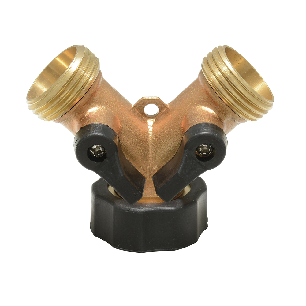 Adaptador para manguera de riego en "Y" de bronce, 11.2 cm x 7 cm