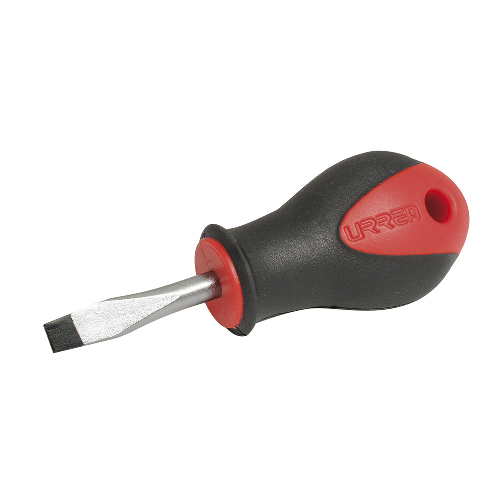 Destornillador con mango bimaterial, tipo trompo punta plana barra redonda 1/4" x 1-1/2"