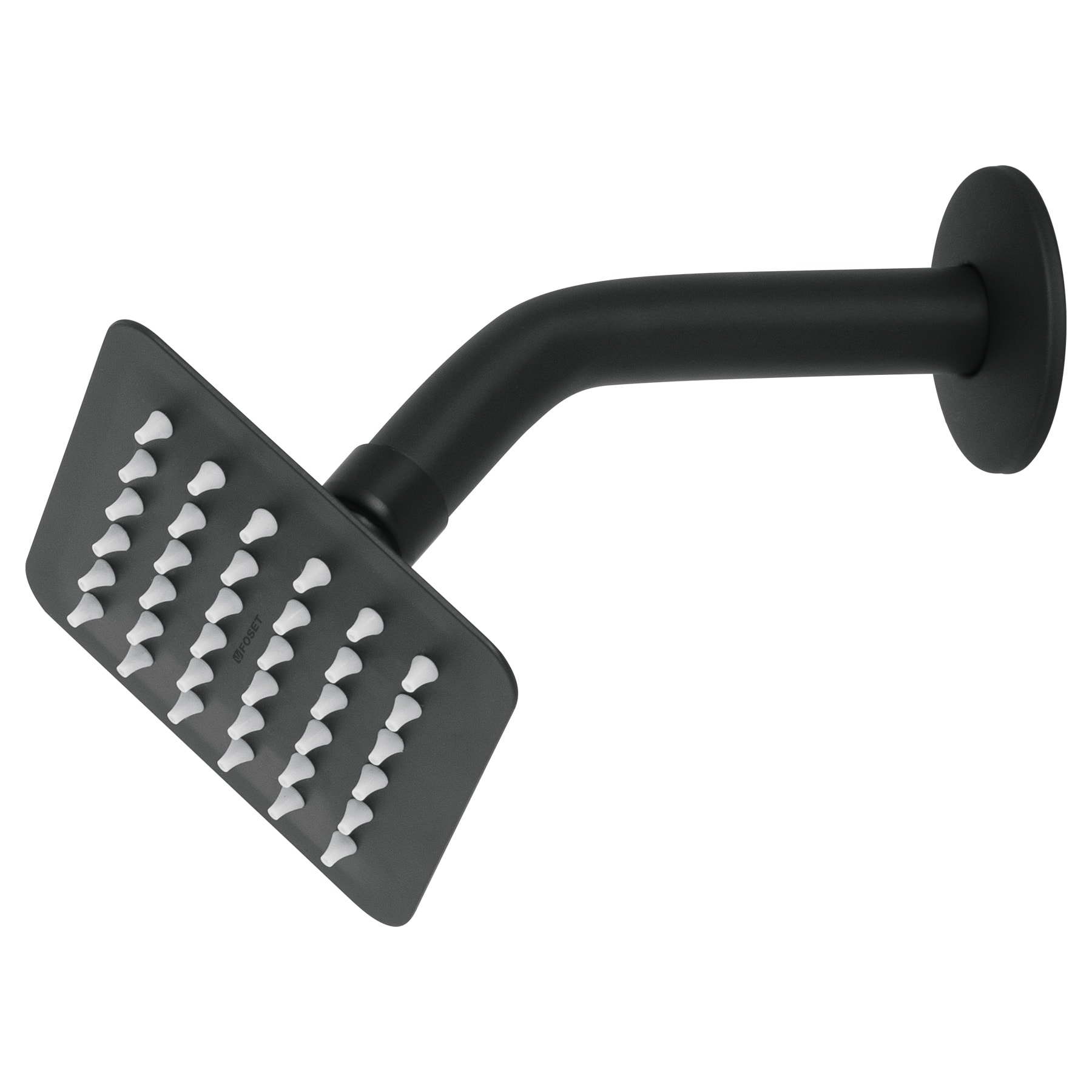 Regadera cuadrada 4', acero inox, con brazo, negro, TÚBIG