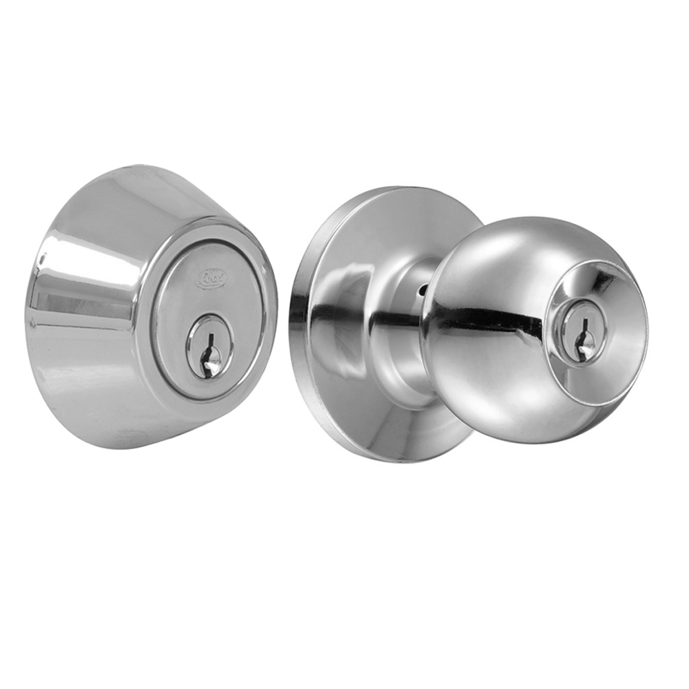 Combo de pomo tubulares de bola función sencilla, acero inoxidable, llave estándar, blíste