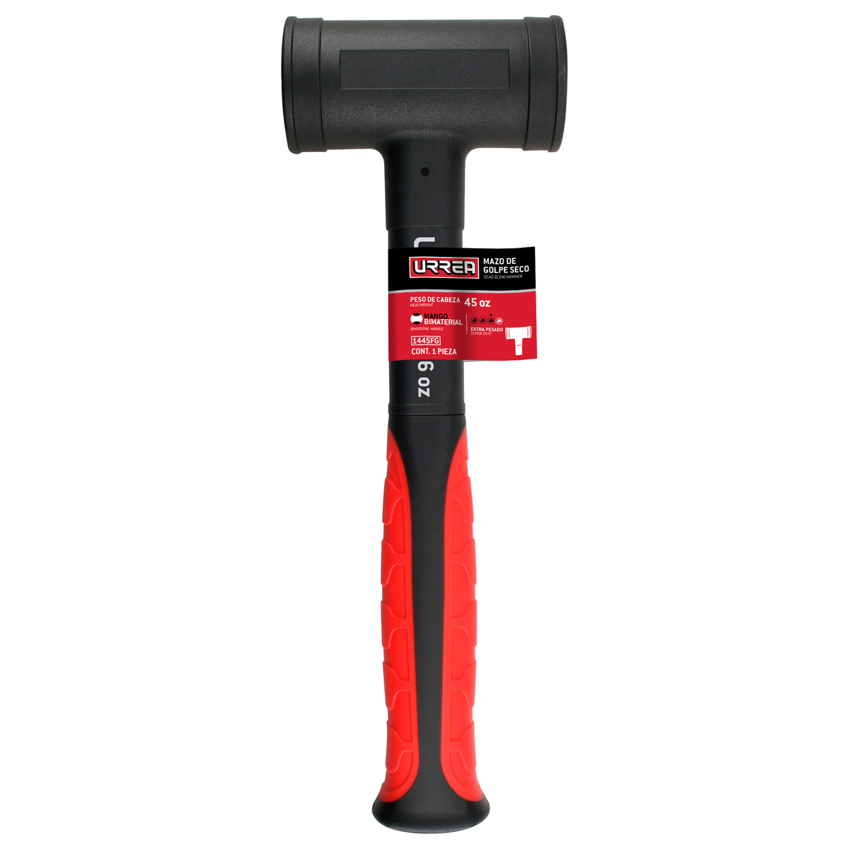 Mazo de golpe seco tapas fijas con mango Rubber grip 10-1/8", 26 oz