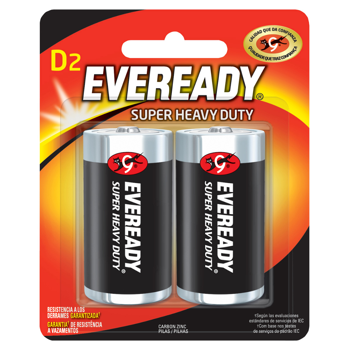 Pila alcalina Eveready "D", 2 piezas