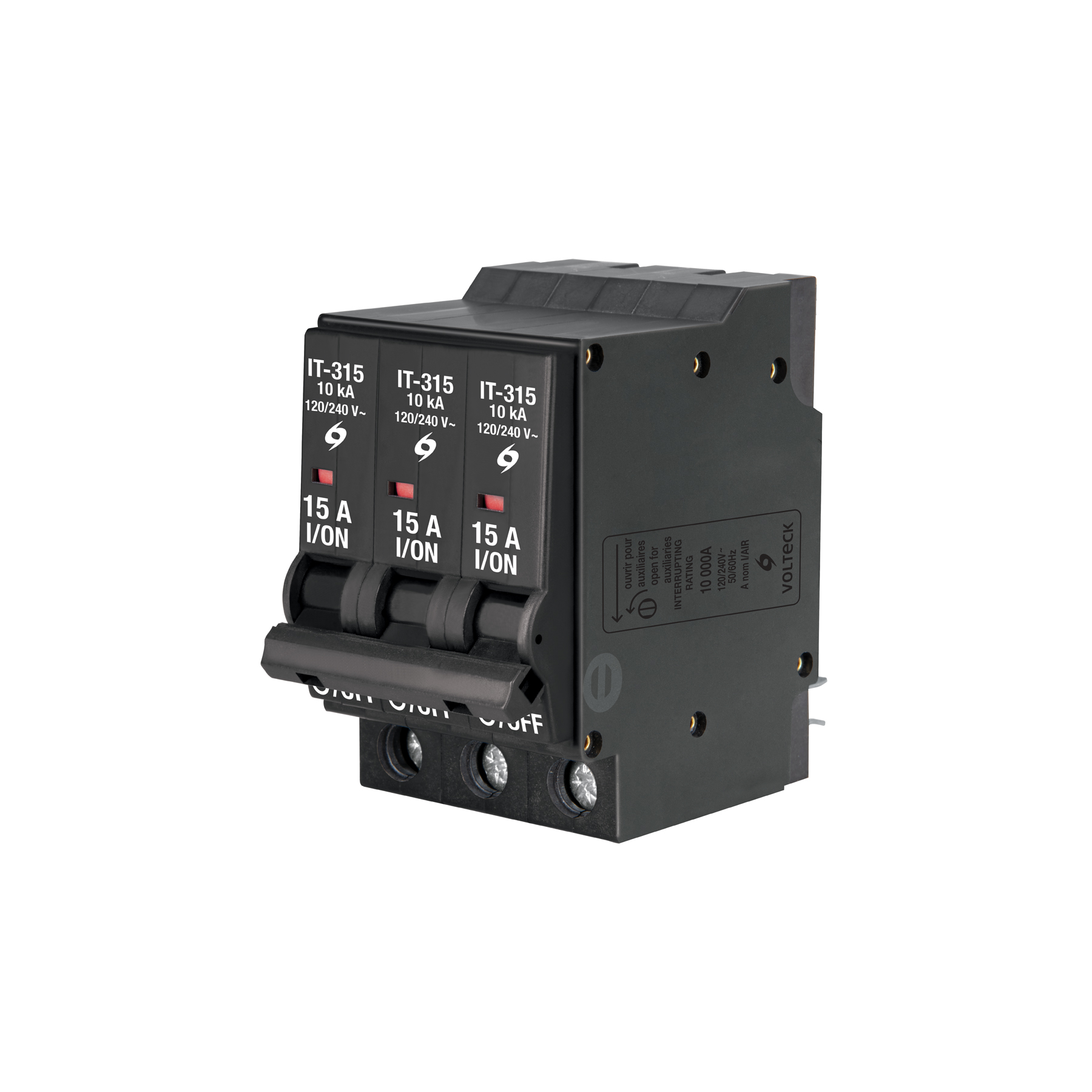 Interruptor de 3 polos 15A, enchufable, VOLTECK
