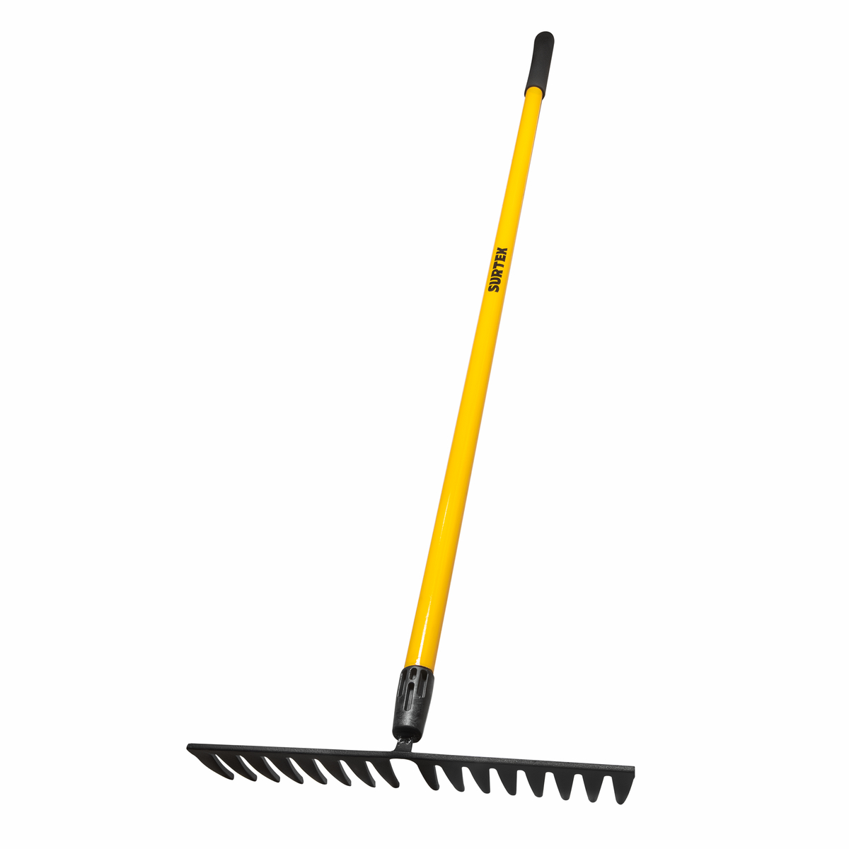 Rastrillo curvo para jardín con mango de madera 60", 16 dientes