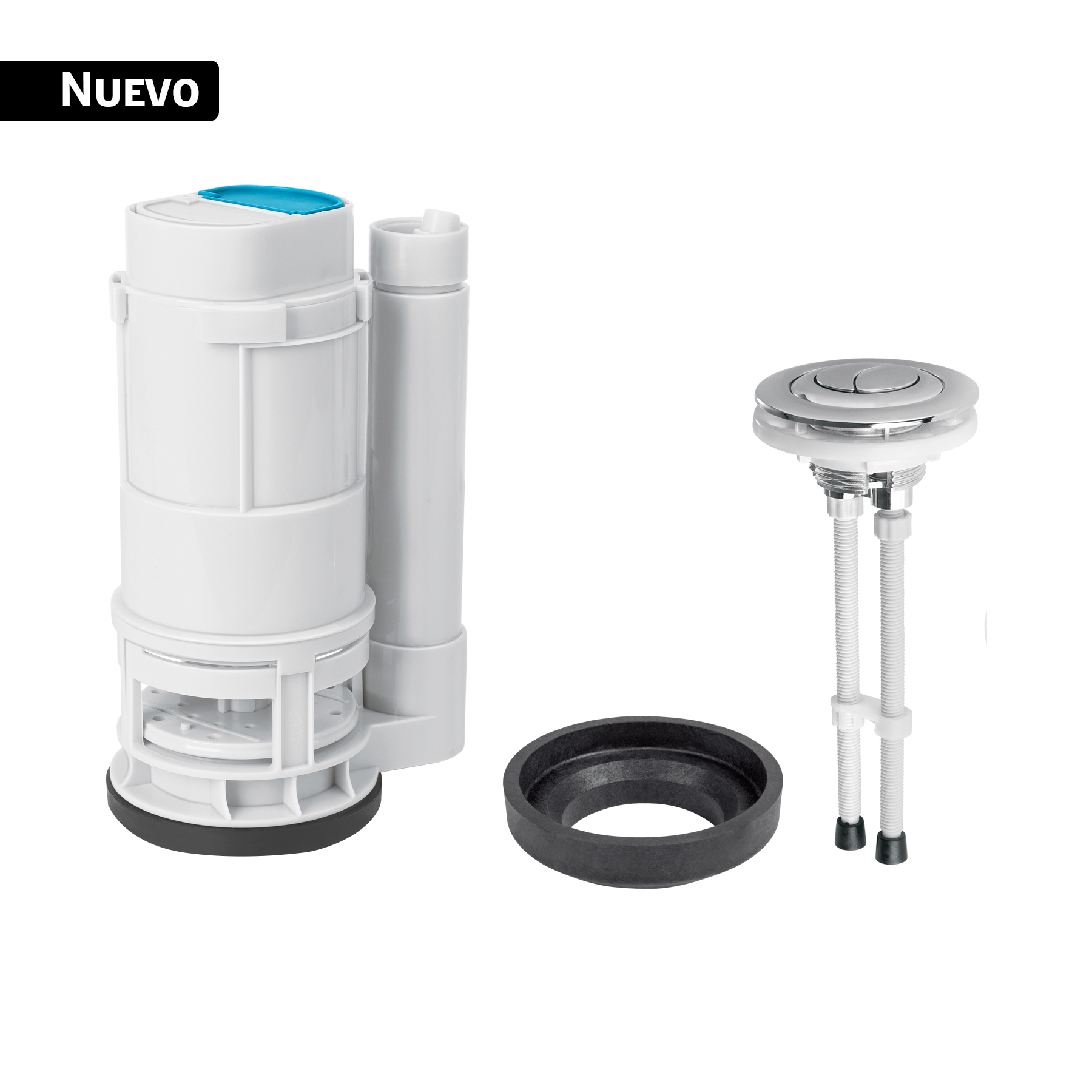 Válvula descarga dual 2' para WC de 2 piezas, con botón dual