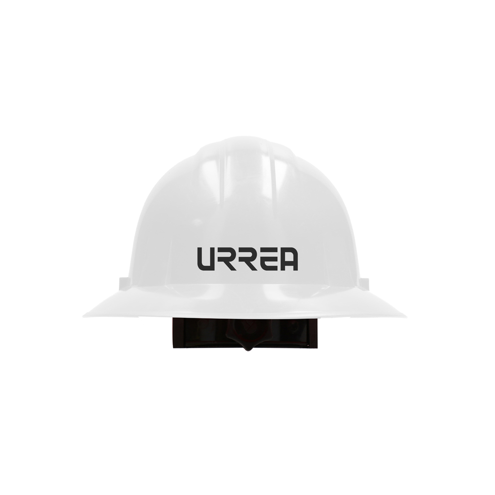 Casco de seguridad de ala completa con ajuste de 4 puntos, clase E, tipo 1, color blanco