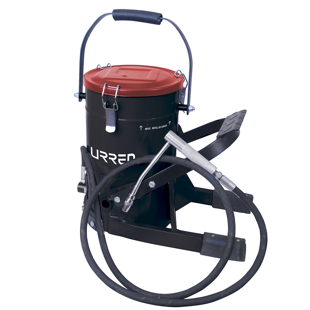 Inyector de grasa con cubeta de alta presión con pedal de 10 kg, 8700 PSI