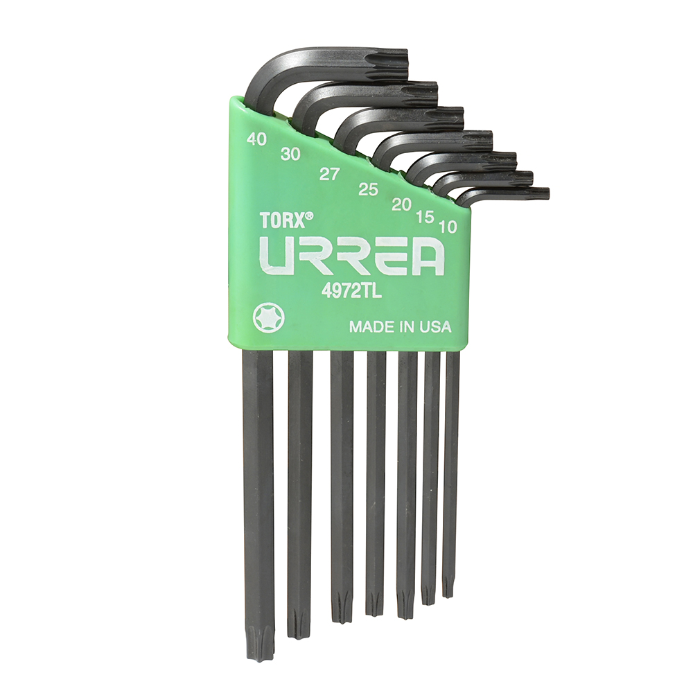 Juego de llaves largas hexagonales tipo "L", Torx, 7 piezas en blíster