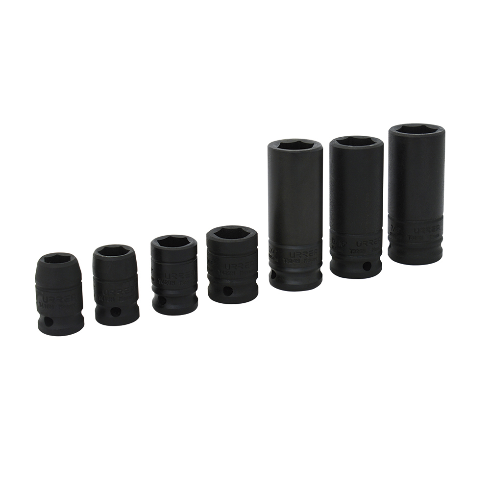 Juego de dados de impacto combinados cuadro de 1/2", 6 puntas, en pulgadas, 7 piezas