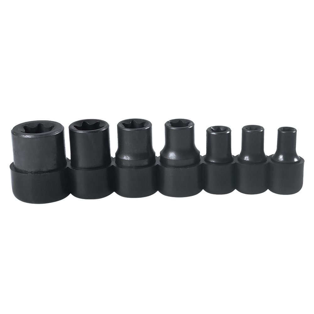 Juego de dados con punta torx hembra cuadro de 1/4" y 3/8", 7 piezas