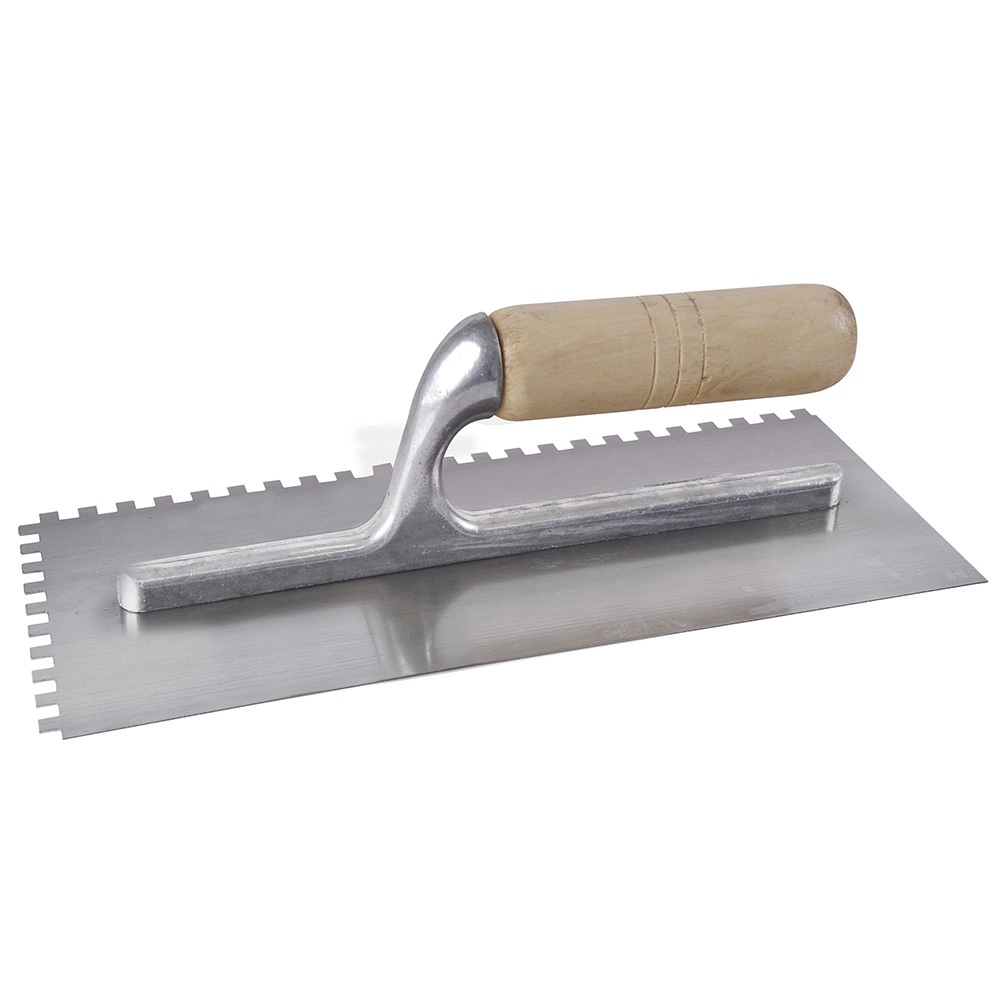 Llana dentada cuadrada de acero al alto carbón con mango de madera 10 remaches, 11"x5"