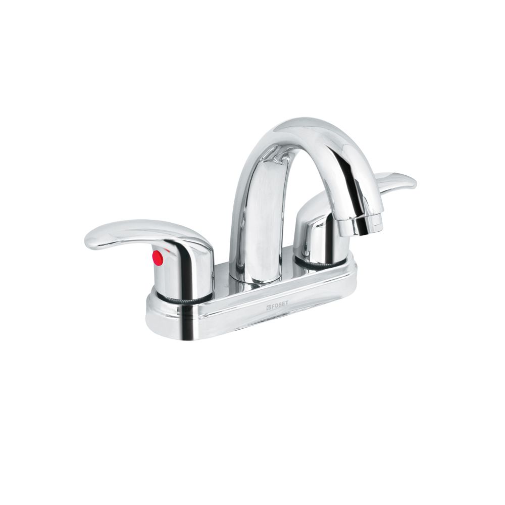 Mezcladora lavabo 4' cromo, nariz curva, palanca, AQUA