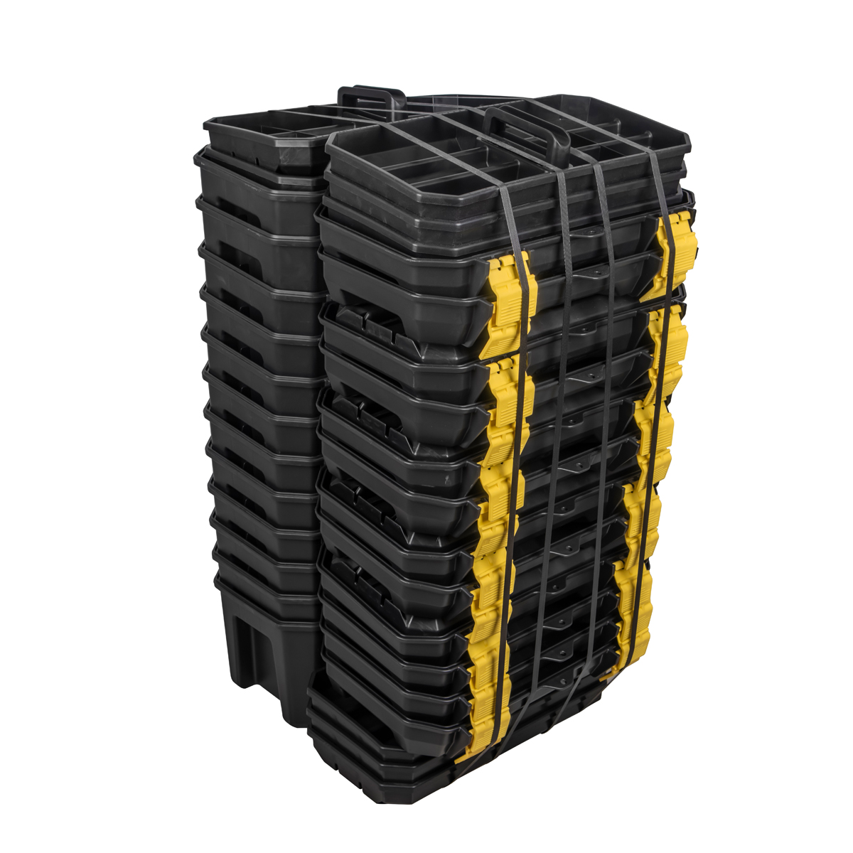 Juego de cajas portaherramientas plásticas con broches plásticos y charola, 15 piezas