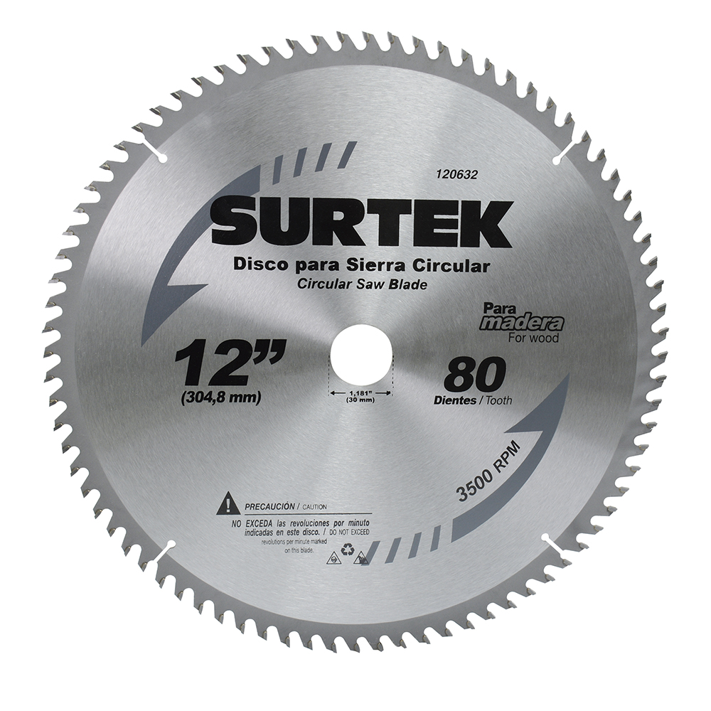 Disco para sierra circular para corte madera 80 dientes, 12"