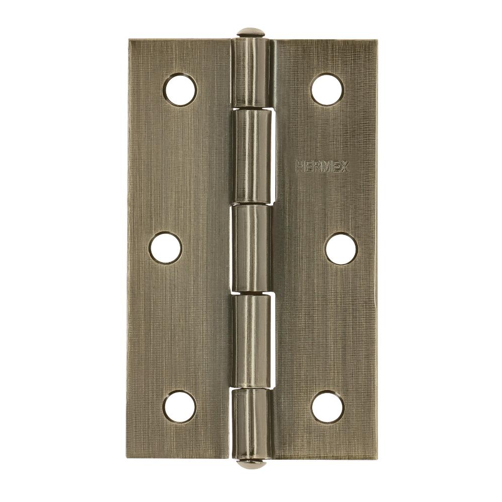 Bisagra rectangular 3-1/2 x 2-1/8', latón antiguo, HERMEX