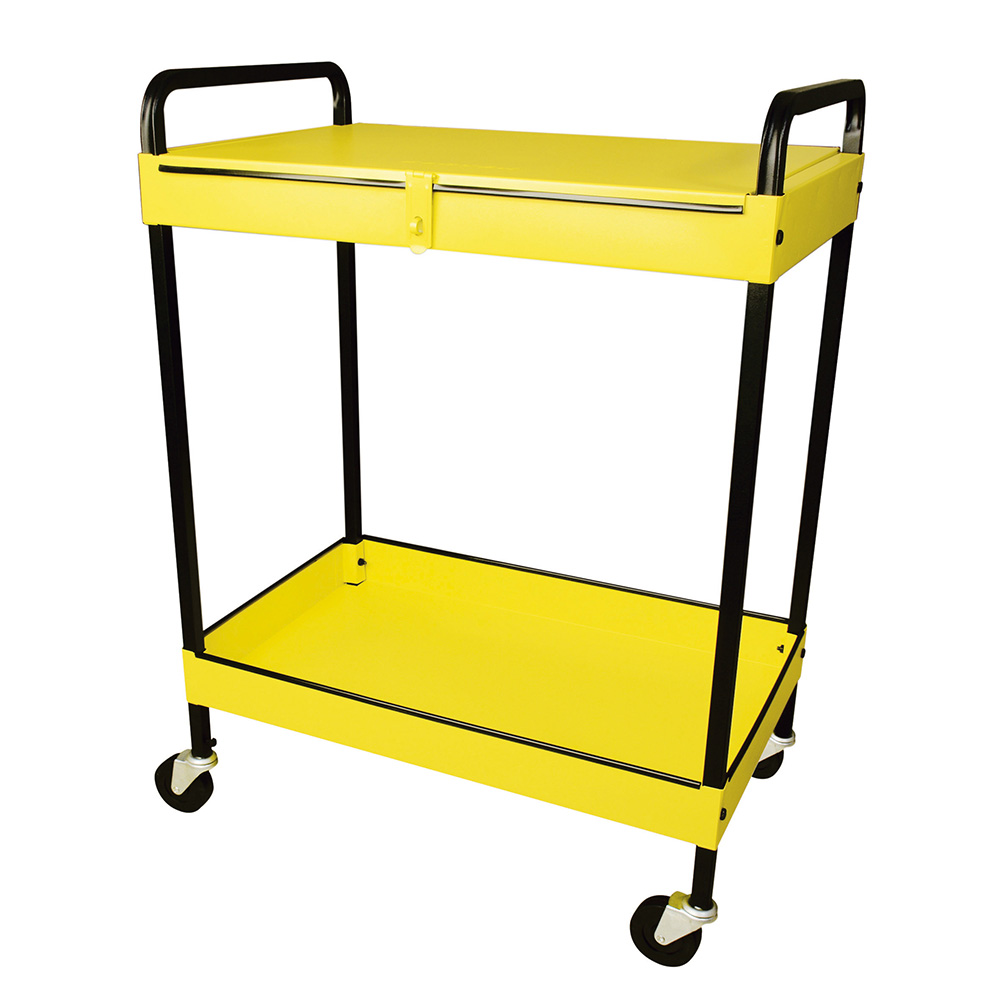 Carro utilitario de lámina amarillo 2 niveles 25"