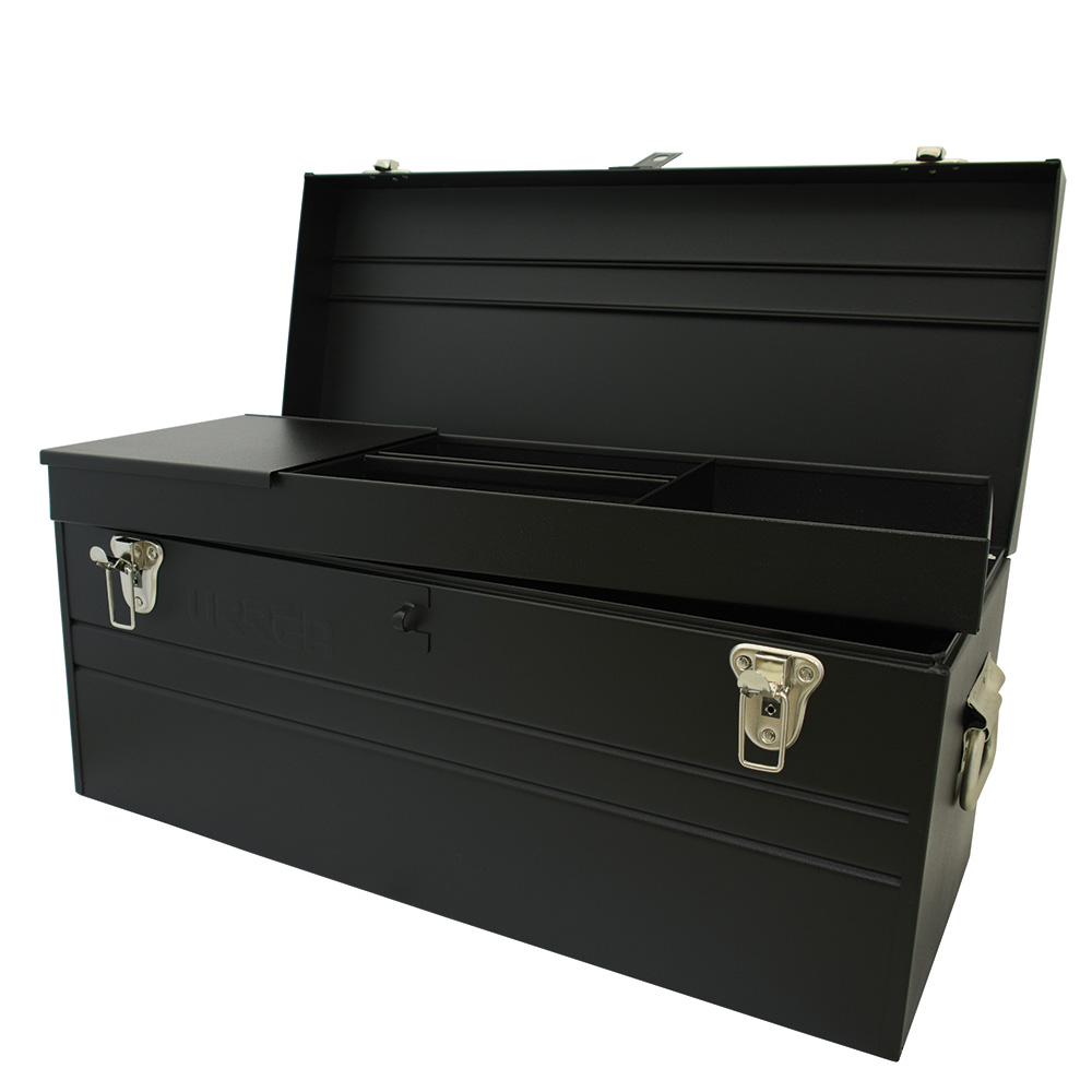 Caja portaherramientas metálica con asa metálica color negro 23" x 10" x 11"