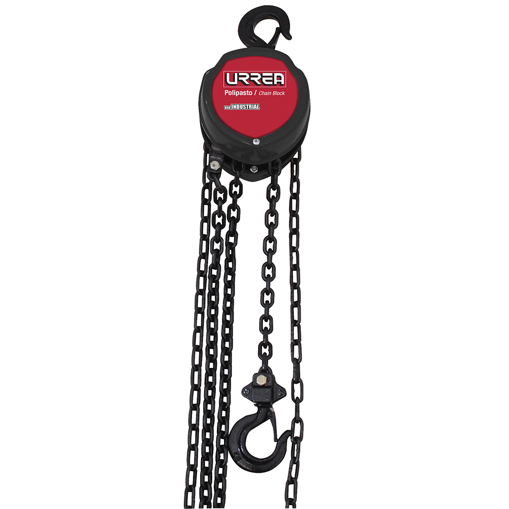 Polipasto manual sistema doble freno cadena 3 m, 1 ramal, 0.5 ton