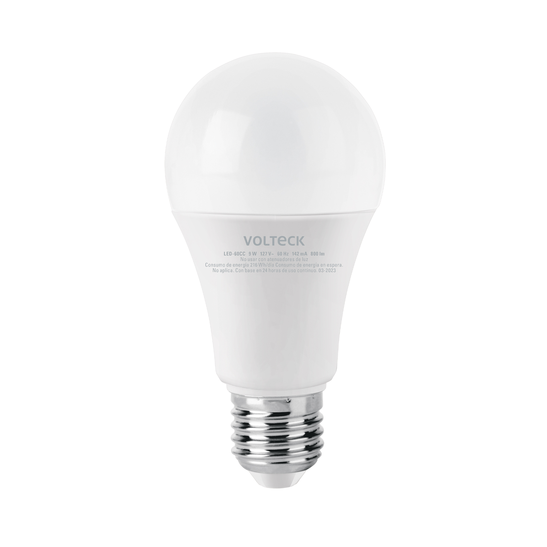 Foco LED 9W (60W) A19, 3000K blanca cálida, 800 lm, caja