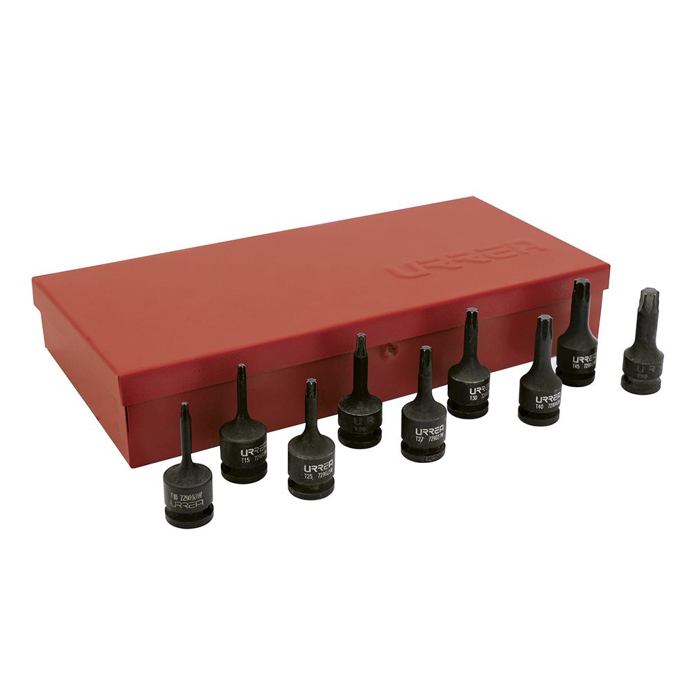 Juego de dados de impacto con punta torx cuadro de 3/8", 10 piezas