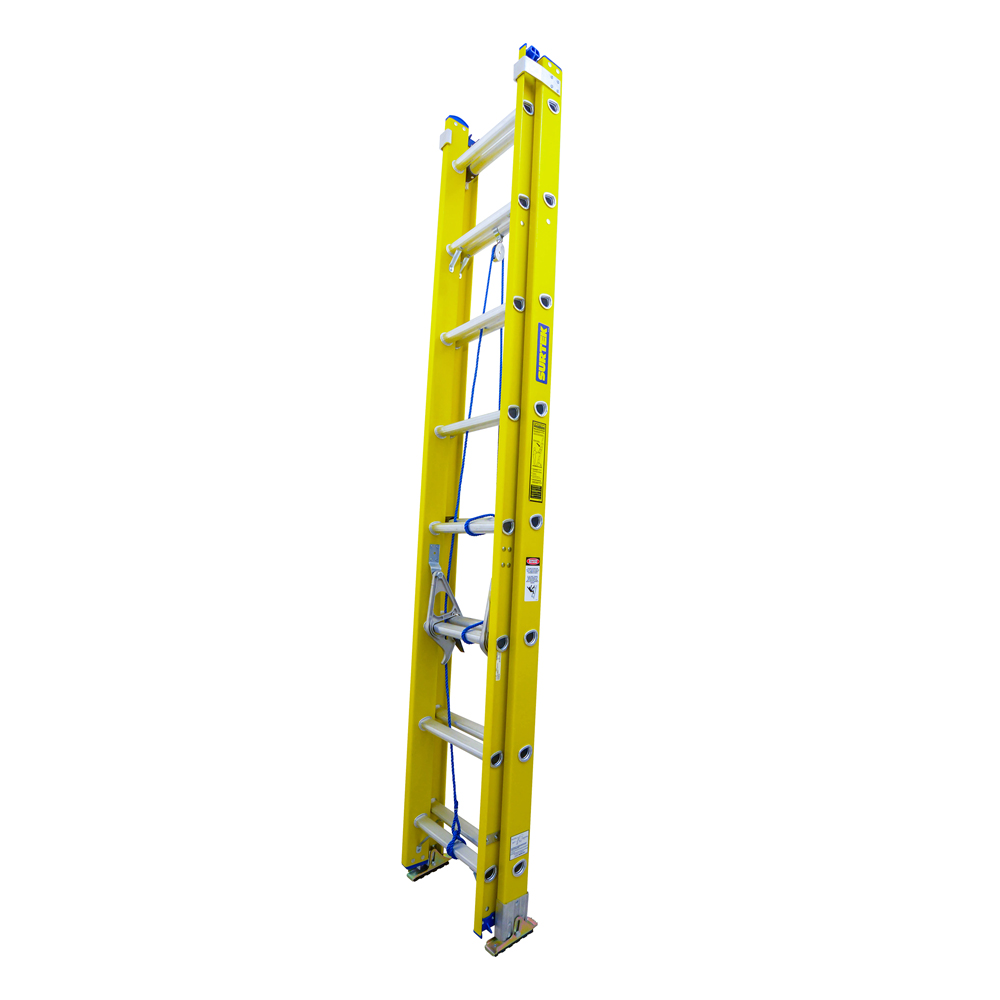 Escalera de extensión tipo II de fibra de vidrio con 24 peldaños