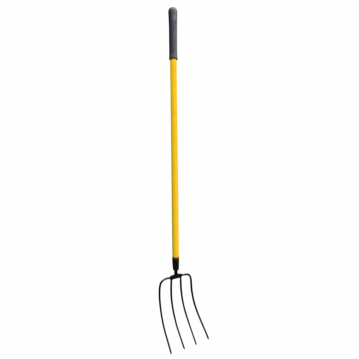 Bieldo forjado en una pieza con mango de madera de 4 dientes, 48"