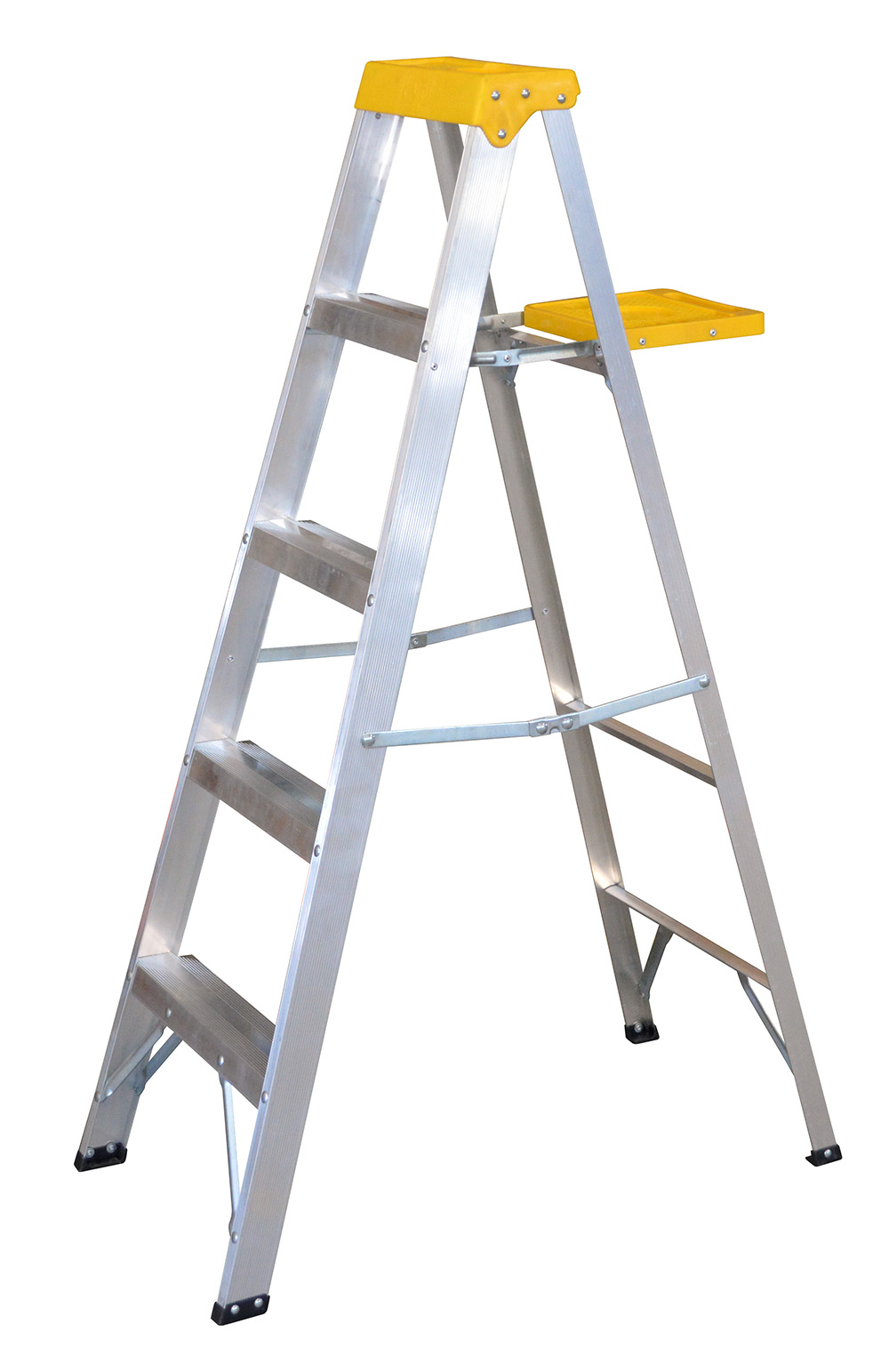 Escalera de tijera tipo III de aluminio y tapa plástica con 4 peldaños