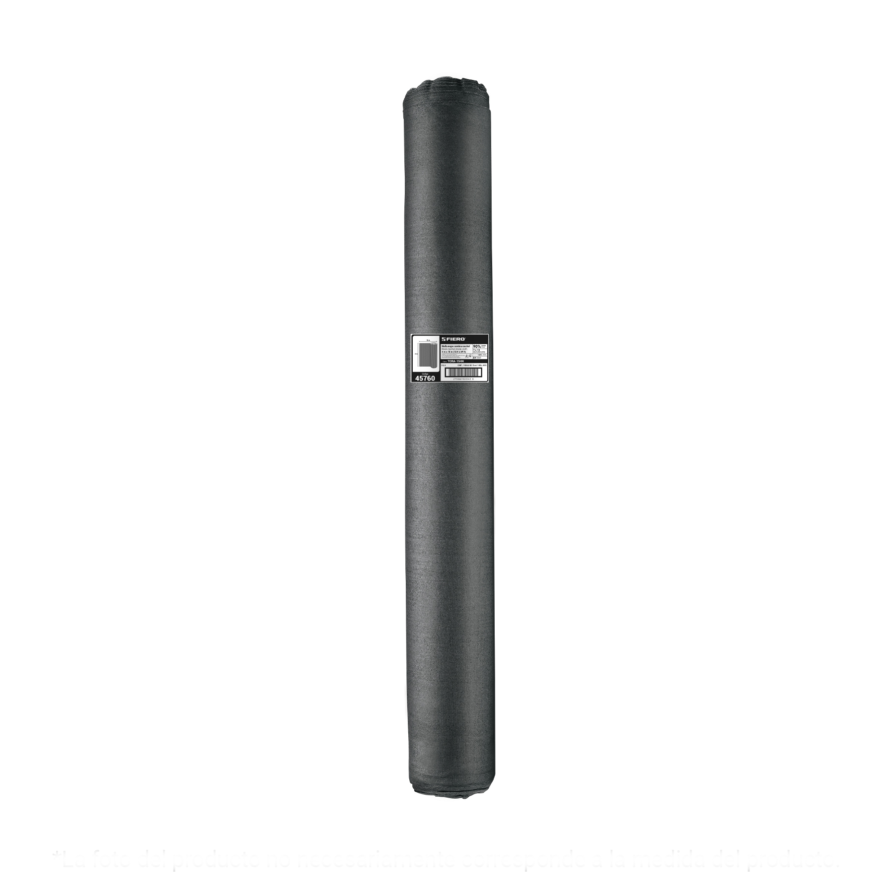 Rollo de malla sombra 90%, raschel negro, 15m x 4m, FIERO