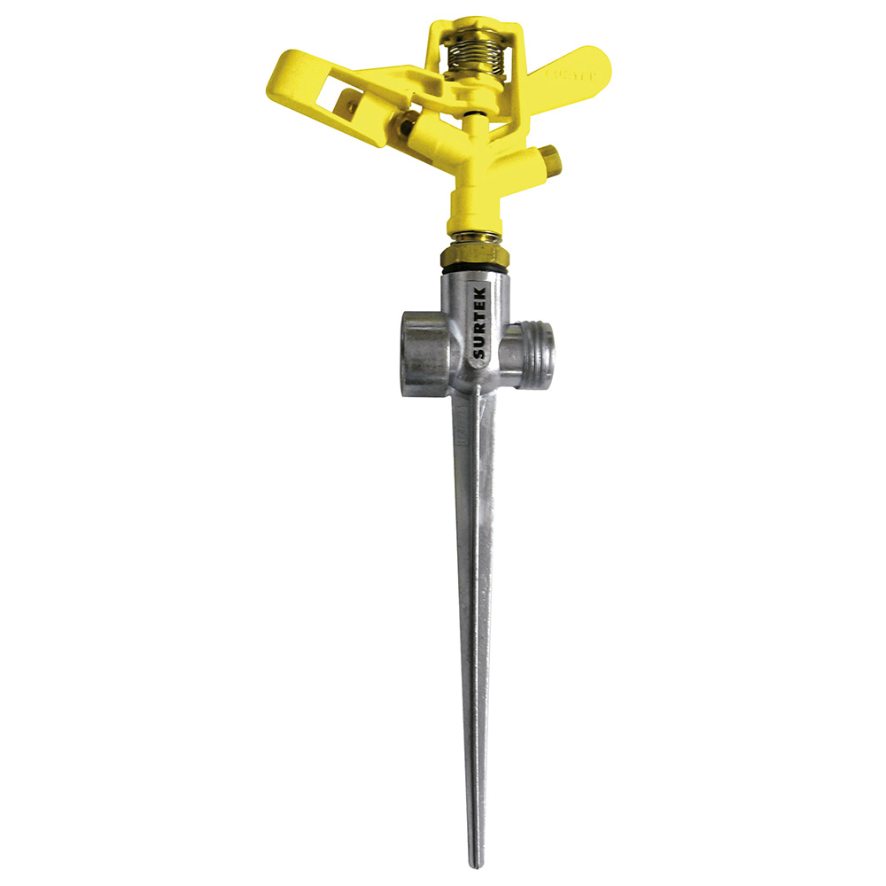 Aspersor metálico regulable por pulsación cuerpo de zamac, 3/4" GHT, 2 vías